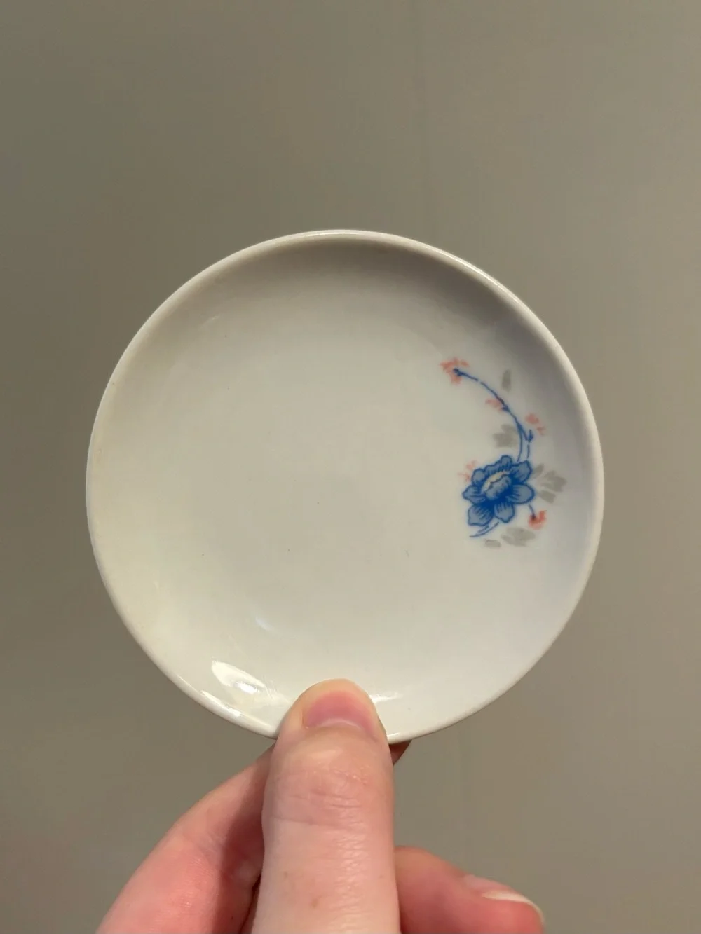 Butter Pat White with Blue Floral Accent